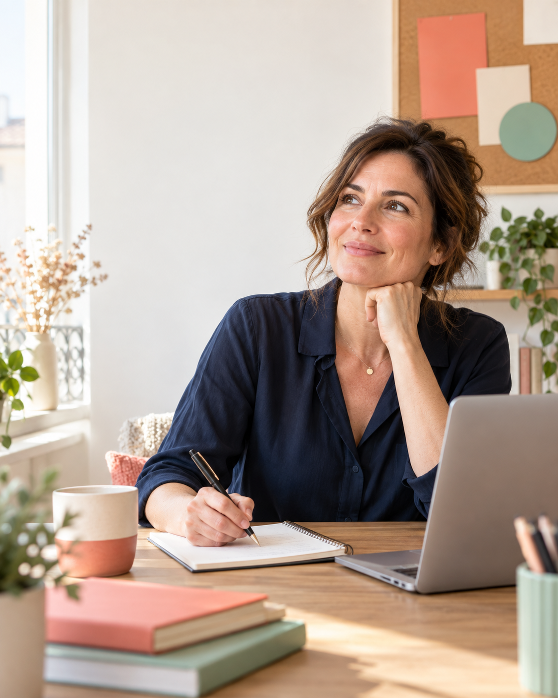 Professionnelle réfléchissant à son projet de reconversion
