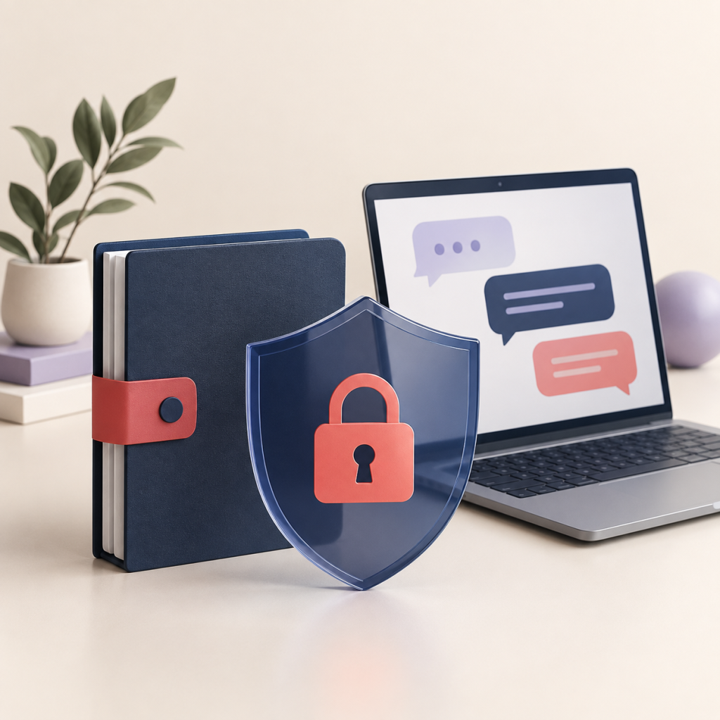 Un dossier protégé par un cadenas devant une interface d’IA générative, illustration de la confidentialité des données.